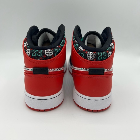 NWB Air Jordan 1 Mid GS SE Ugly Christmas Sweater/ Holiday 2021 Sneakers - Picture 5 of 9